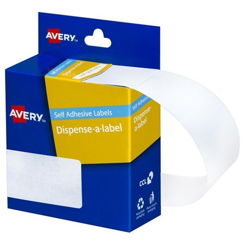 Avery Rectangular Dispenser Labels DMR7627W 76 x 27mm White, Box of 180