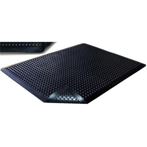 O-Zone Anti-Fatigue Mat Domed Rubber Black 1195x905x16mm