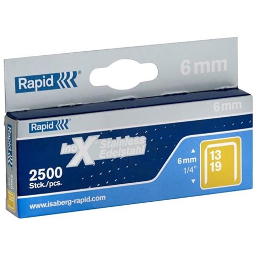 Rapid 13 Stainless Steel Staples 13/6SS 6mm, Box of 2500