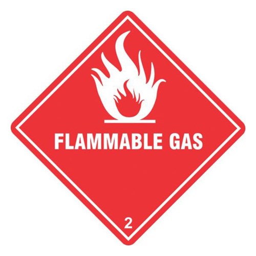 Shipping Label Flammable Gas 2 99x99mm, Roll of 500