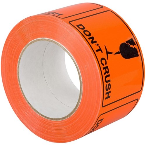 RIPA Shipping Label Don't Crush 100x72mm Black on Fluoro Orange, Roll of 660