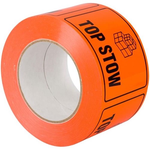 RIPA Shipping Label Top Stow 100x72mm Black on Fluoro Orange, Roll of 660