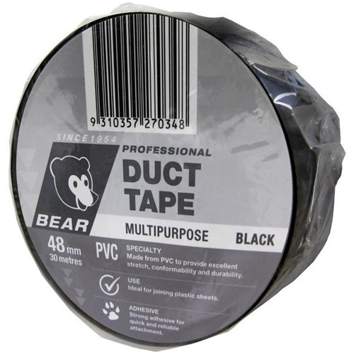 Bear 512 PVC Duct Tape 48mm x 30m Black