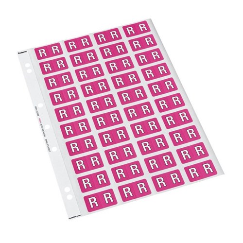 Codafile Alphabetical Letter R Labels 162568 25mm Pink, Sheet of 40
