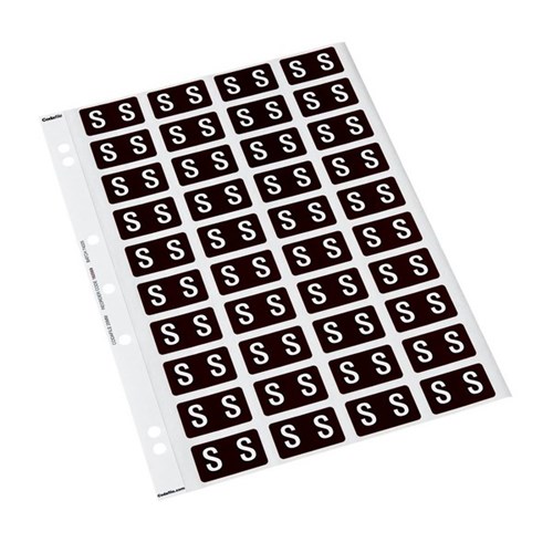 Codafile Alphabetical Letter S Labels 162569 25mm Brown, Sheet of 40