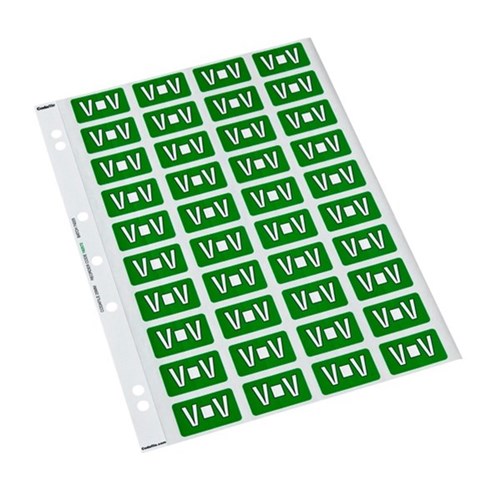 Codafile Alphabetical Letter V Labels 162572 25mm Dark Green, Sheet of 40