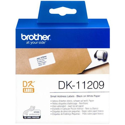 Brother Address Labels DK-11209 Small 29x62mm White, Roll of 800