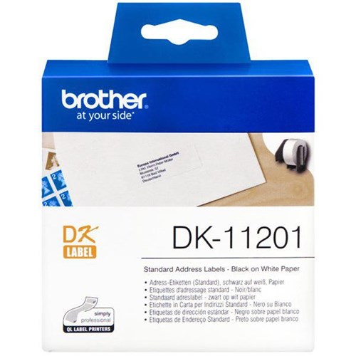 Brother Address Labels DK-11201 Standard 29x90mm Black on White, Roll of 400