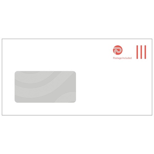 NZ Post DLE Post Paid Window Envelopes Seal Easi White 133716, Pack of 25