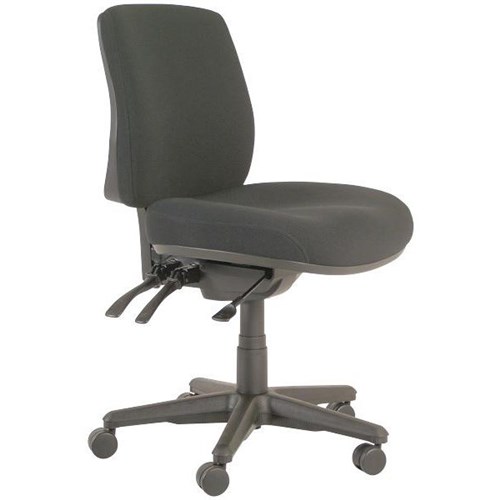 Buro Roma Chair Mid Back 3 Levers Black Fabric