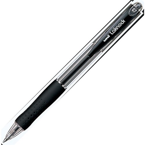 Uni Laknock Black Retractable Ballpoint Pen Fine Tip | OfficeMax NZ