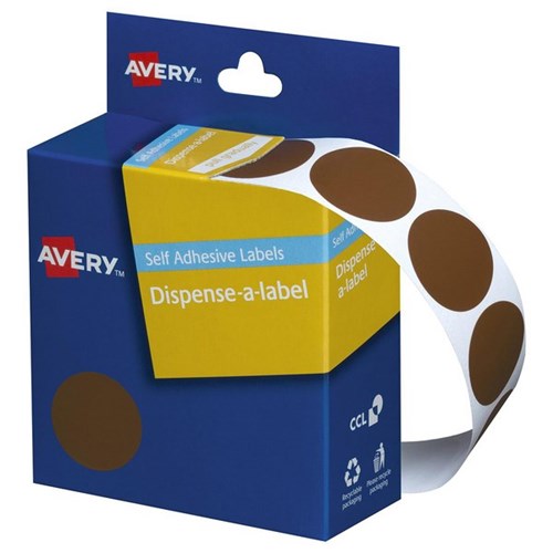 Avery Dot Dispenser Labels DMC24BR 24mm Brown, Box of 500