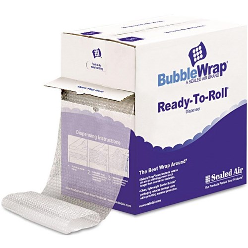 Bubble Wrap Ready-To-Roll Perforated Sheets & Dispenser 300mm x 30m, Roll of 100 Sheets