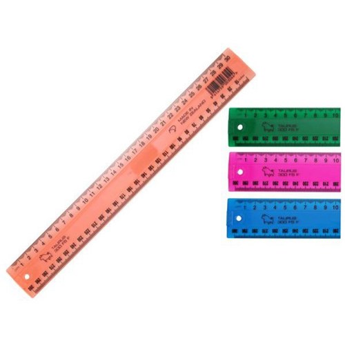 Plastic Ruler 30cm Fluorescent Assorted Colours