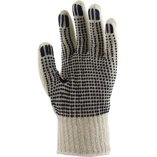 Heavy Duty Polycotton Knit Gloves PVC Dots Large, Pack of 12 Pairs