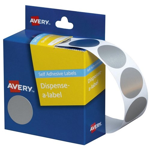 Avery Dot Dispenser Labels DMC24SI 24mm Silver, Box of 250