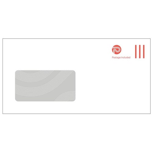 NZ Post DLE Postage Paid Window Envelopes Seal Easi White BSP10, Box of 500