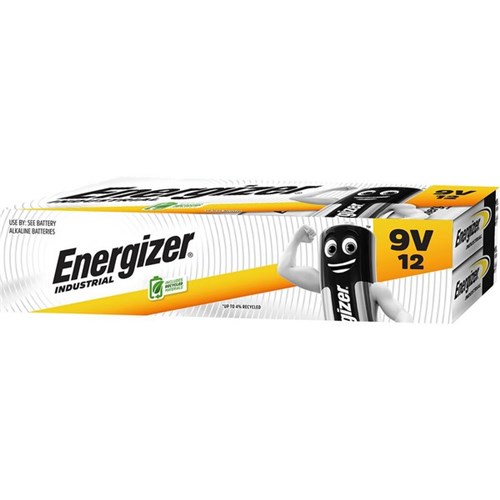 Energizer Industrial 9 Volt Batteries, Box  of 12