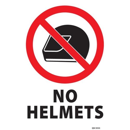 No Helmets Safety Sign 240mmx340mm | OfficeMax NZ