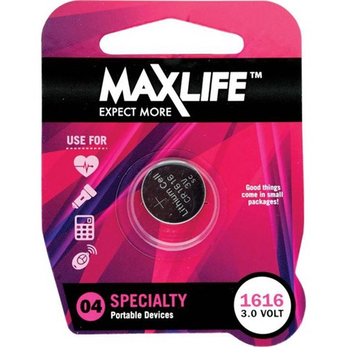 Maxlife CR1616 Lithium Speciality Cell Battery