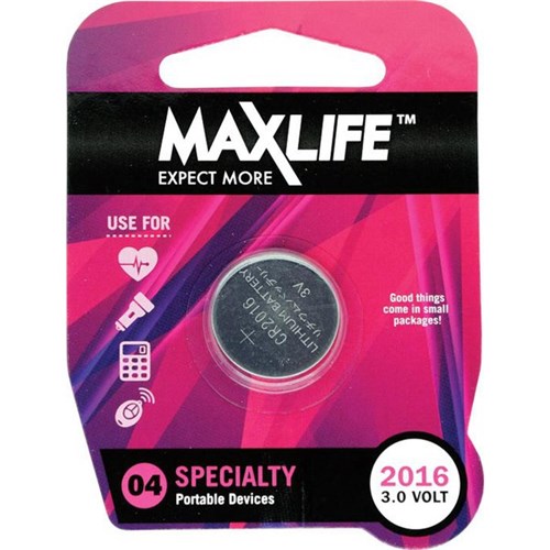 Maxlife CR2016 Lithium Speciality Cell Battery