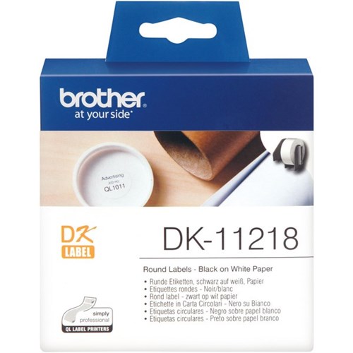 Brother Round Labels DK-11218 24mm White, Roll of 1000
