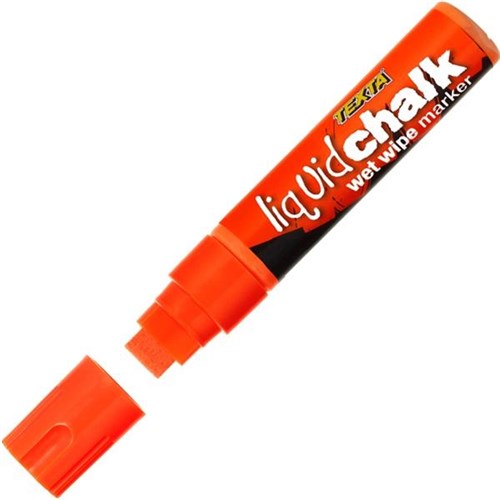 Texta Liquid Chalk Wet Wipe Window Marker 15mm Chisel Tip Orange