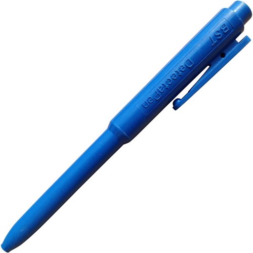DetectaPen Blue Metal Detectable Ballpoint Pen 1.0mm Medium Tip, Box of 10