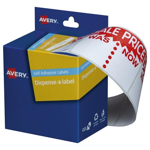 Avery Sale Was/Now Dispenser Label DMR4463SW 44 x 65mm, Pack of 400