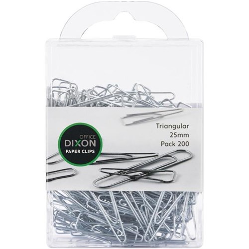 Dixon Paper Clips Triangular 25mm Silver, Pack of 200