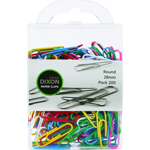 Dixon Paper Clips Round 28mm Coloured, Pack of 200