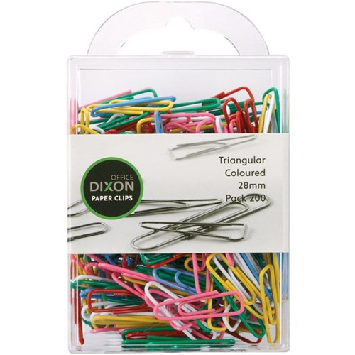 Dixon Paper Clips Triangular 28mm Coloured, Pack of 200