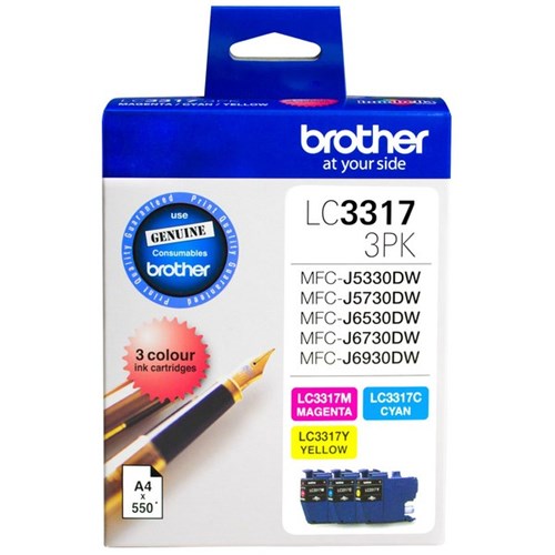 Brother LC3317-3PK Colour Ink Cartridge, Pack of 3