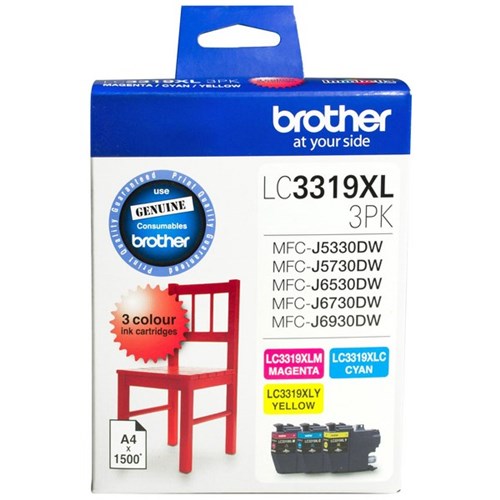 Brother LC3319XL-3PK Colour Ink Cartridge High Yield Pack of 3