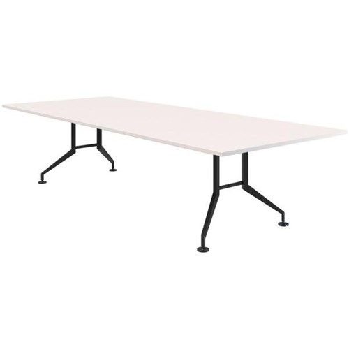 Fiord Boardroom Table 3000mm Rectangular Snowdrift/Black