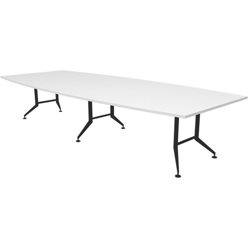 Fiord Boardroom Table 3600mm Rectangular Snowdrift/Black