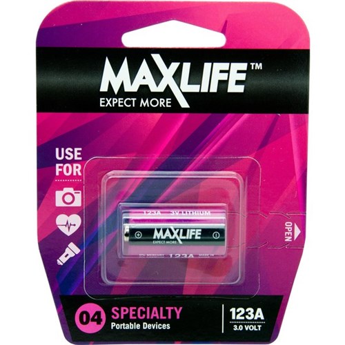 Maxlife 123A Lithium 3V Speciality Battery