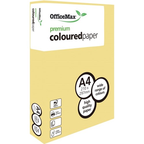 OfficeMax A4 80gsm Crafty Canary Premium Coloured Copy Paper, Pack of 500