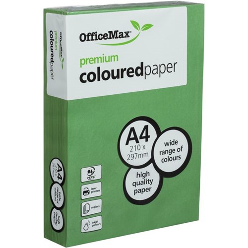 OfficeMax A4 80gsm Golfing Green Premium Coloured Copy Paper, Pack of 500