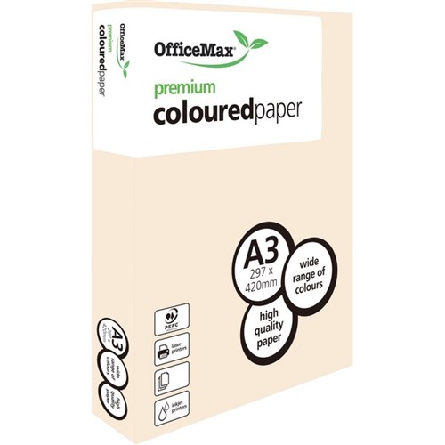 OfficeMax A3 80gsm Cosy Cream Premium Colour Copy Paper, Pack of 500