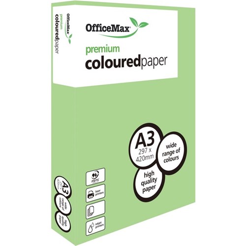 OfficeMax A3 80gsm Graceful Green Premium Colour Copy Paper, Pack of 500