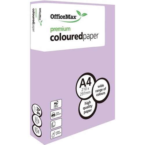 OfficeMax A4 160gsm Lovely Lavender Premium Coloured Copy Paper, Pack of 250