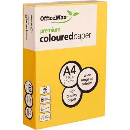 OfficeMax A4 160gsm Glamorous Gold Premium Coloured Copy Paper, Pack of 250