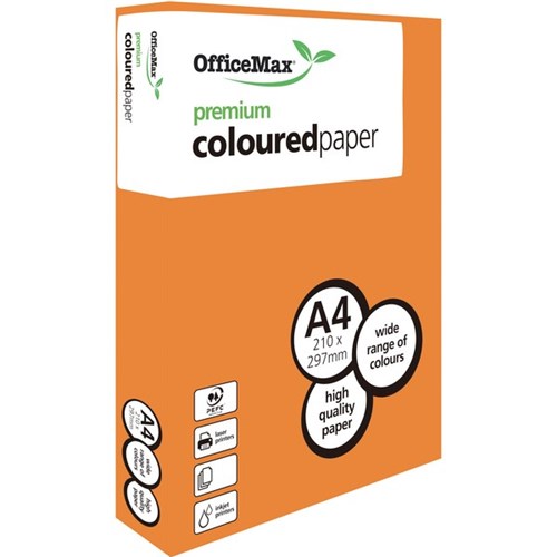 OfficeMax A4 160gsm Outback Orange Premium Coloured Copy Paper, Pack of 250