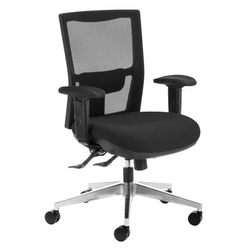 Team Air Heavy Duty Chair 3 Lever Mesh Back With Arms Black/Polished Alloy