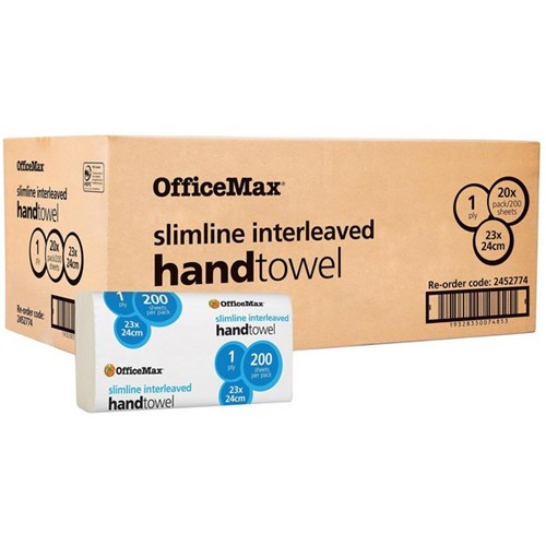 OfficeMax Slimline Paper Towel 1 Ply, Carton of 20 Packs