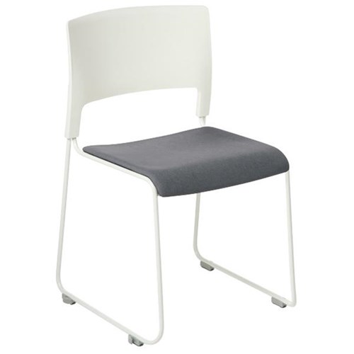 Slim Cafe Chair Upholstered Seat White/Quantum/Storm