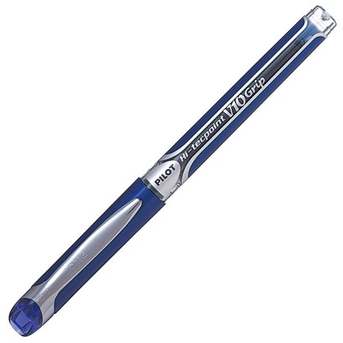 Pilot V10 Hi Tech Grip Blue Rollerball Pen 1.0mm Medium Tip