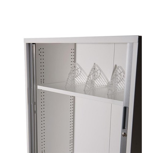 Strata 2 Shelf With Dividers For 1200mm Tambour White