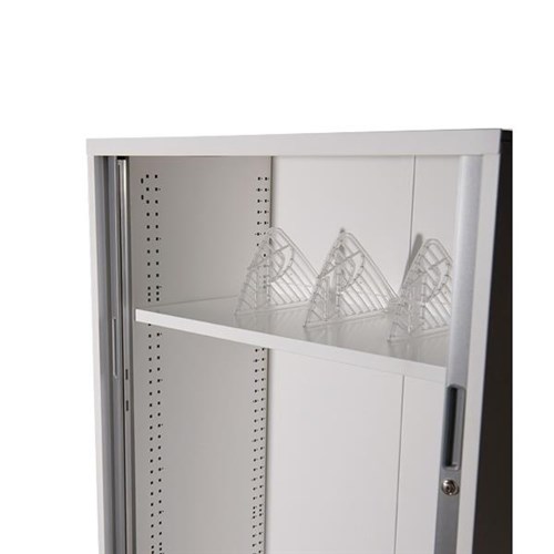 Strata 2 Shelf With Dividers For 900mm Tambour White